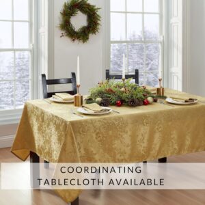 Home Fashions Poinsettia Elegance Jacquard Holiday Table Runner, 13" x 70", Gold