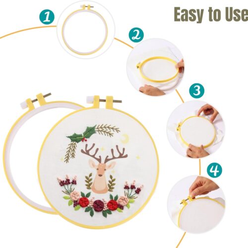 Embroidery Hoops Set, 6 pcs, 3.4 inch to 10.2 inch, Assorted Colors, Plastic Embroidery Hoop, Cross Stitch Hoops, Embroidery Rings, Cross Stitch Plastic, Sewing Rings Hoops.