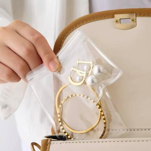 5 4-in-1 Acrylic Jewelry Organizers and Storage with 60 Portable Anti Tarnish Jewelry Bags, Clear Jewelry Box Travel Jewelry Case for Earrings Rings Necklaces Bracelets, Christmas Gifts for Women Girls