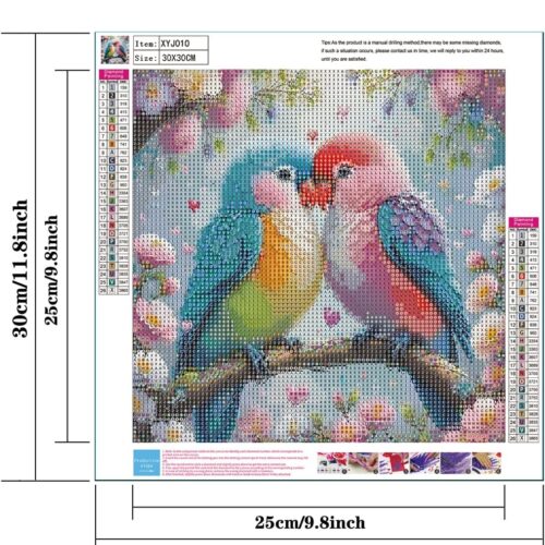 5 5D Diamond Painting Kits for Adult Beginners, Two Birds on a Branch Diamond Art Kits for Valentines Gift,DIY Full Drill Floral Diamond Dot Gem Art for Home Decor 11.8 x 11.8 Inch