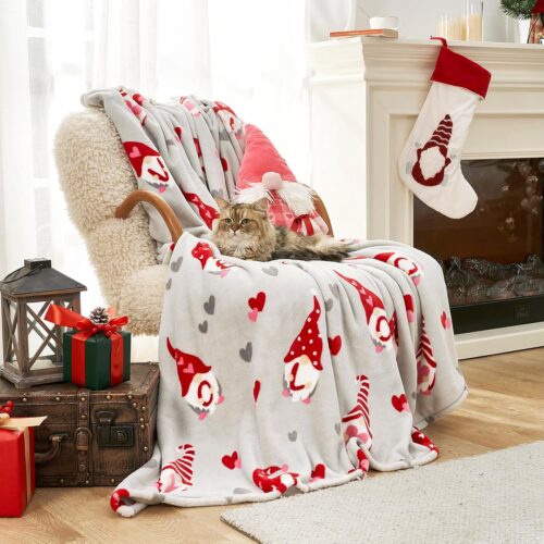 5 Gnome Love Heart Blanket Gift Ultra Soft Milkyplush™ Throw Blanket Valentines Gnome Pattern with Hearts Gift Blanket for Her Gift Birthday Gifts Throw Blanket (Gnome Love, 50" x 60")