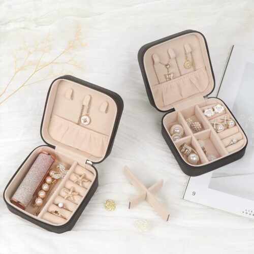 5 Travel Jewelry Case Small Jewelry Box Jewelry Organizer Storage Case Portable PU Leather Mini Jewelry Travel Case for Girls Womens Earring, Necklace, Rings,Bracelets