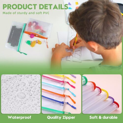 25pcs Mesh Zipper Pouch for Organization and Storage,Clear PVC Travel Zipper Bags，Multipurpose Storage Bags Suitable for Travel, School, and Office Supplies