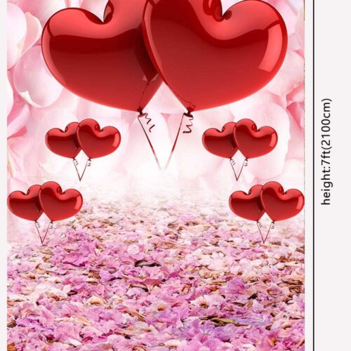 5 Valentine's Day Love Heart Photography Backdrops 5x7ft Pink Rose Flowers Wedding Photo Background for Pictures Newborn Bridal Shower Birthday Party Banner Decor Mother's Day Photo Studio Props