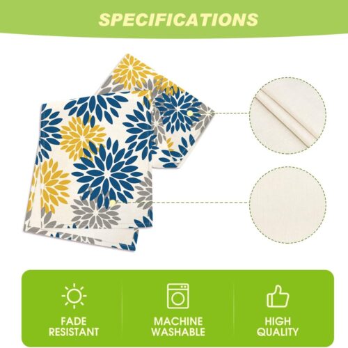 5 Blue Dahlia Floral Pinnata Summer Table Runner, Spring Kitchen Dining Table Decoration for Home Party Decor 13x72 Inch