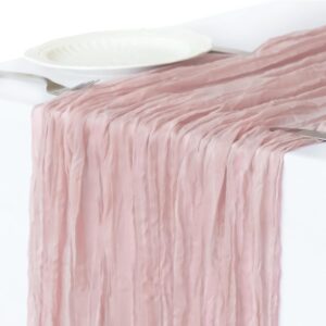 Cheesecloth Table Runner, 10FT Dusty Pink Gauze Table Runner