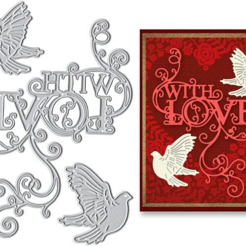 61EVYxHW64L._AC_SL1000_ Valentine Metal Cutting Dies, Pigeon Lace Love Words Die Cuts with Sentiment for Card Making