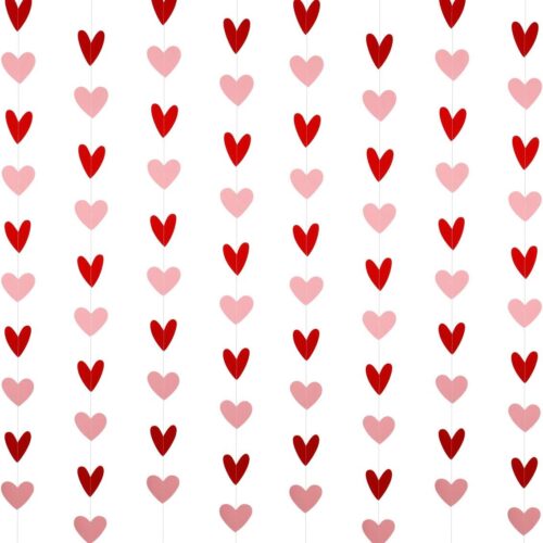 61d73-p2KmL._AC_SL1200_ 80 Heart Garland Red & Pink- Valentines Day Decoration
