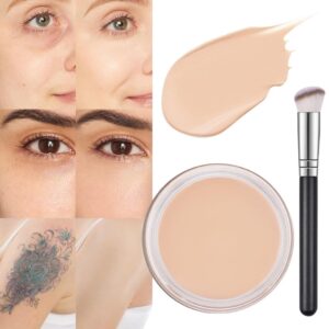 Pot Concealer Full Coverage Set,under Eye Brightener Concealer for Conceals Dark Circles,Waterproof Foundation Face Makeup Brush Kit,Color Correcting Concealer