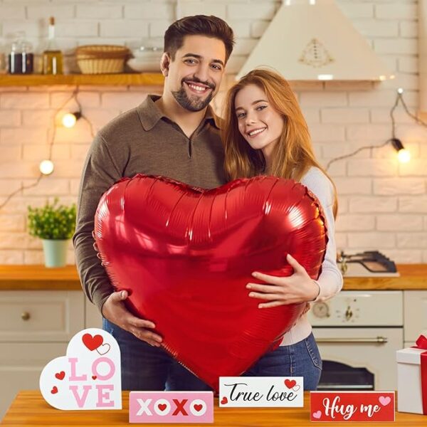 6 Pieces Valentine's Day Wood Table Sign 5