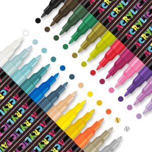 24 Colors Premium Extra Fine Point Acrylic Paint Marker Pens