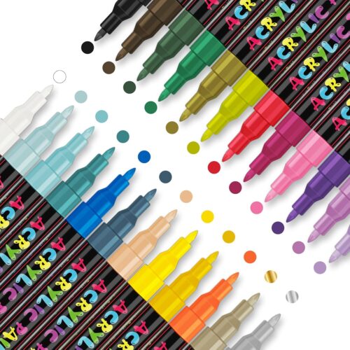 710PDxXLraL._AC_SL1500_ 24 Colors Premium Extra Fine Point Acrylic Paint Marker Pens