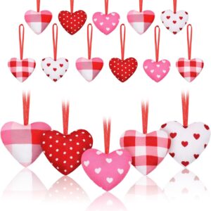 Valentine's Day Ornaments,30 PCS Fabric Heart Shape Hanging,Baubles Hanging Ornaments
