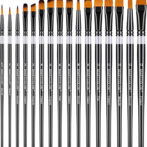 Paint Brushes Set for Acrylic Painting, 16 pcs Nylon Hair Paint Brushes