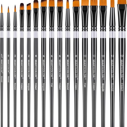 71fw1jvXpUL._AC_SL1500_ Paint Brushes Set for Acrylic Painting, 16 pcs Nylon Hair Paint Brushes