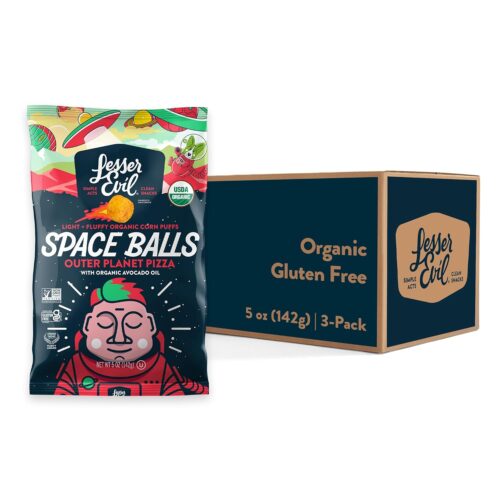 LesserEvil Outer Planet Pizza Space Balls, Premium Quality, Minimally Processed, No Vegetable Oil, 5 oz, Pack of 3