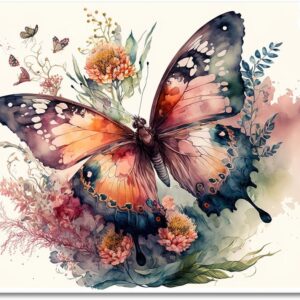 DIY Paint by Numbers on Canvas Butterfly and Flower Garden Color by Numbers Kits for Adults Beginner 16x20 inch Flameless Adults' Paint-by-Number Kits for Home Walls