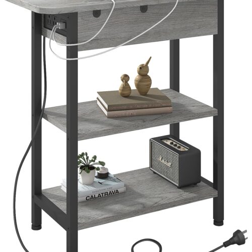 71ur2RU7SYL._AC_SL1500_ LIDYUK End Table with Charging Station, Flip Top Side Table with USB Ports and Outlets, Nightstand for Small Spaces