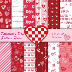 24 Sheets Valentines Day Scrapbook Paper 12x12 Double Sided Scrapbook Paper Decorative Paper Craft Paper