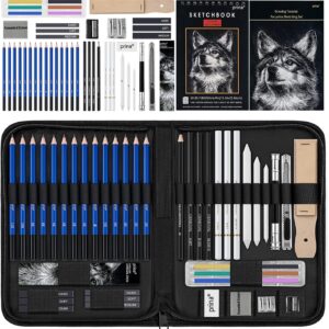 50 Pack Drawing Set Sketch Kit, Sketching Supplies with 3-Color Sketchbook