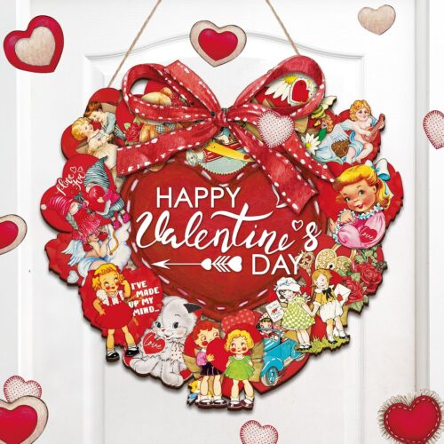 81fjV7n6gPL._AC_SL1500_ Valentine's Day Door Sign Wooden Heart Hanging Wreaths Sign