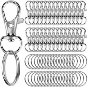 60PCS Keychain Making Kit, Including 30PCS Keychain Clips Hooks and 30PCS Key Chain Rings