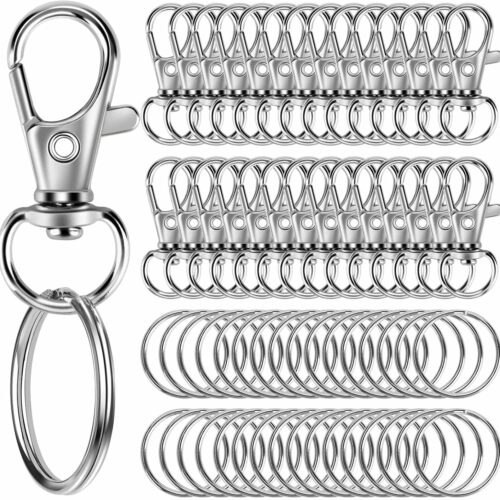 81yq80mMrvL._AC_SL1500_ 60PCS Keychain Making Kit, Including 30PCS Keychain Clips Hooks and 30PCS Key Chain Rings
