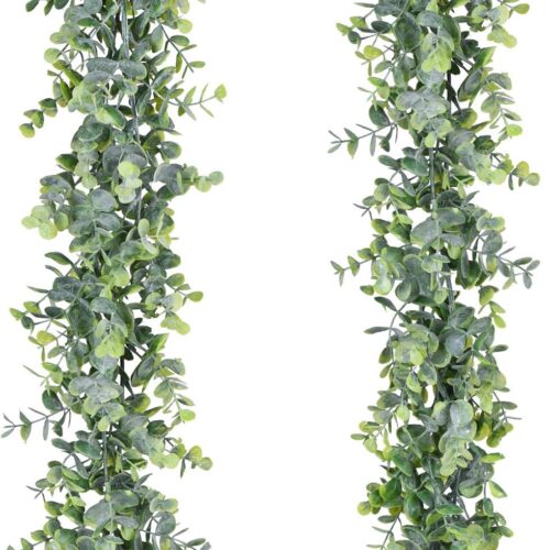 2 Pack Artificial Eucalyptus Garland, Fake Eucalyptus Greenery Garland Wedding Backdrop Arch Wall Decor