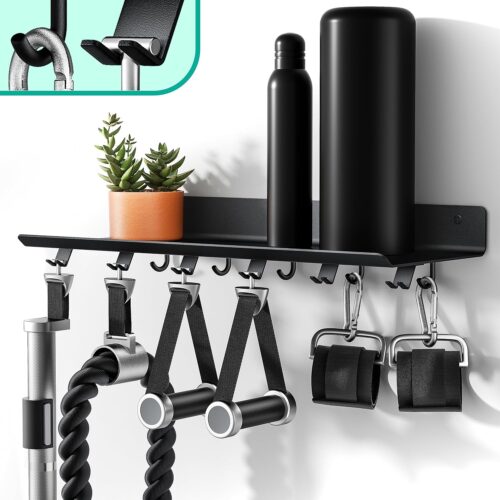 91i-LHX3TUL._AC_SL1500_ (1) 1-Tier Floating Shelf Compatible with Tonal Accessories, Home Gym Storage Shelf, Gym Rack Wall Mount Organizer, Workout Metal Holder, T-Bracket Lock Adapters Hanger, US Patent Holding