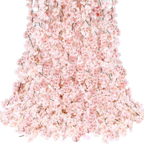 91nn5eiPZVL._AC_SL1500_ Cherry Blossom Garland Artificial Cherry Flower Vines 10 Pack Hanging Silk Flowers Garland for Home Wedding Garden Party Arch Office Decor (Pink)