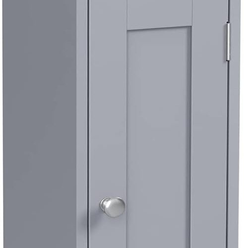 51GKHzrF5yL._AC_SL1500_ Small Bathroom Storage Corner Floor Cabinet with Door and Shelves, Bathroom Storage Organizer, Narrow Bathroom Toilet Paper Storage Cabinet, Adjustable Shelves, Mystic Gray