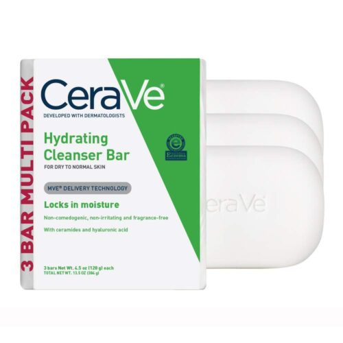 51qZZxYpKeL._SL1000_ Hydrating Cleanser Bar, Soap-Free Body and Facial Cleanser with 5% Moisturizing Cream, Fragrance-Free, 3-Pack, 4.5 Ounce Each