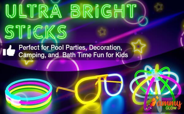 Premium Bright Glow Sticks Bulk Party Pack for Halloween -Glow in The Dark Party Supplies- 205 Pcs-Eye Glasses-Bracelets- Necklaces- Neon Accessories-Glow Party Pack -Kids Party Favors 5