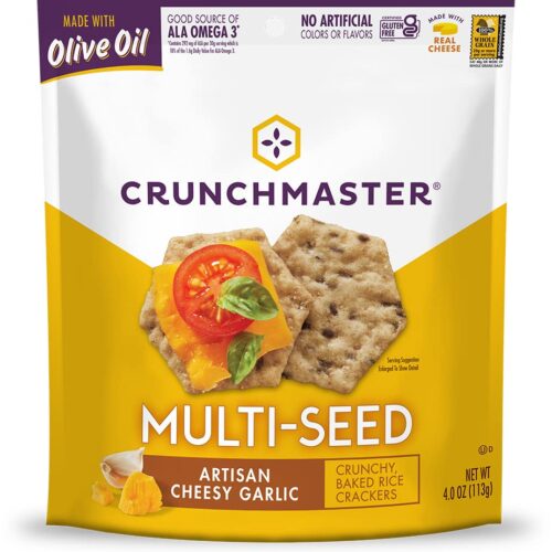 Crunchmaster Multi-Seed Crackers, Artisan Cheesy Garlic Bread, 4 Ounce