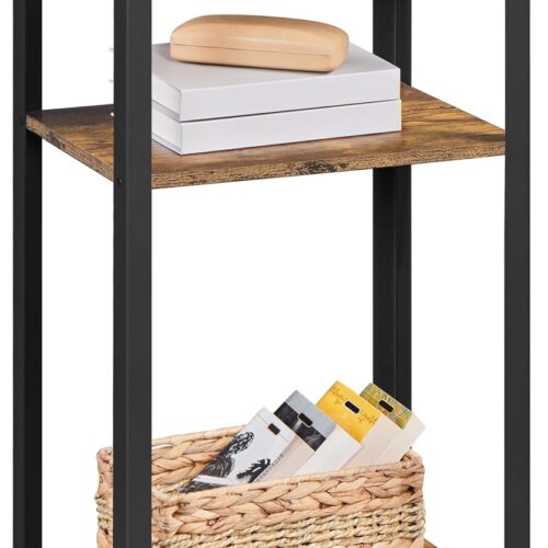 711fvG3ewWL._AC_SL1500_ Tall End Table, 30 Inches High Side Table with Wooden Shelves & Strong Metal Frame, Large 3-Tier Telephone Table for Living Room Small Space, Rustic Brown