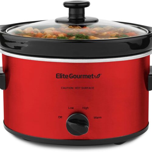 712VWbSM+1L._AC_SL1500_ MST-275XR Electric Oval Slow Cooker, Adjustable Temp, Entrees, Sauces, Stews & Dips, Dishwasher Safe Glass Lid & Crock (2 Quart, Metallic Red)