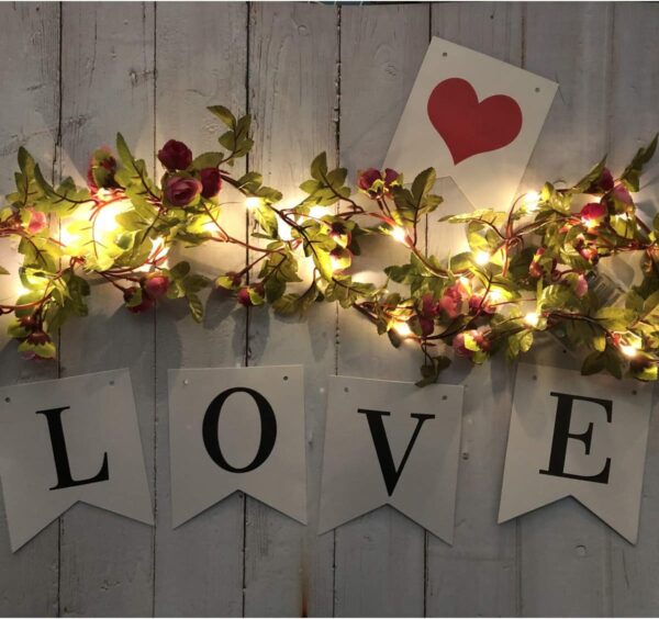 20 LED Rose Flower String Lights 7.2ft Artificial Flower Garland with Fairy Lights Rose Vine Lights for Valentines Day Garden Party Wedding Table Decor Thanksgiving Christmas Decor Lights 1