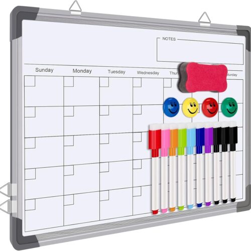 71wito+ykoL._AC_SL1500_ Dry Erase Calendar Whiteboard for Wall, Polegas 16" X 12" Magnetic White Board Board, Small Wall Monthly Double Sided Boards Student, Home, Office (White)