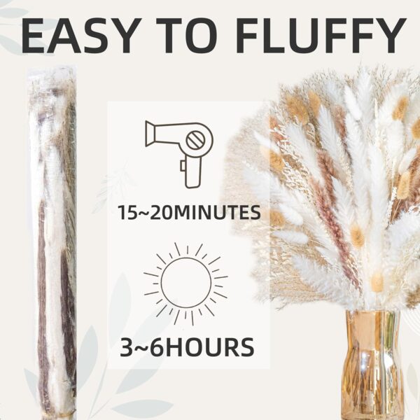 Natural Pampas Grass 8kind Grass Mix Bouquet | Dried Pampas Bouquet for Wedding Boho Flowers Home Table Decor Desk Decor, Rustic Farmhouse Decor (93PCS) 5