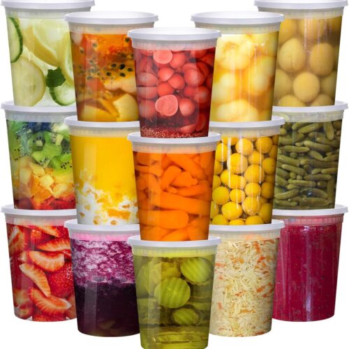 Deli Containers with Lids 32 oz [24 Set] - Soup Containers with Lids Freezer Safe, Plastic Food Storage Containers for Meal Prep, BPA Free | Portion Control | Leakproof | Microwave…