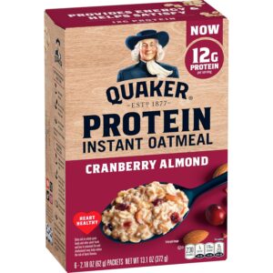 Quaker, Instant Oatmeal, Cranberry Almond, 6x 2.18 Oz Pouches per Box