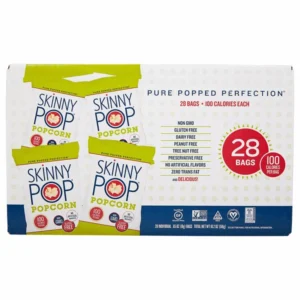 Skinny Pop Popcorn, 0.65 oz, 28-count