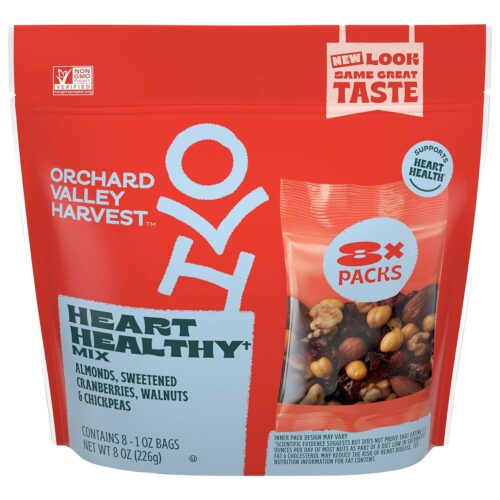 Heart Healthy Mix, 1 oz (Pack of 8), Almonds, Cranberries, Walnuts, & Chickpeas, Gluten Free, Non-GMO, No Artificial Ingredients, Resealable Bag, Snacks for Adults & Kids