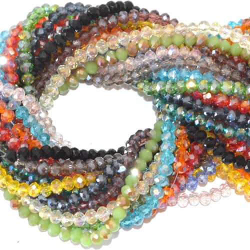 1 Faceted Glass Crystal Beads Strands Briolette Rondelle Crystal Beads Spacer for Jewelry Making 15 Colors 2100pcs 4MM