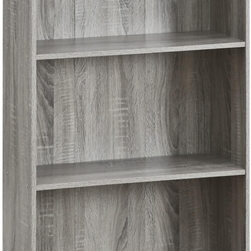 1 Basic 3-Tier Bookcase Storage Shelves, French Oak Grey