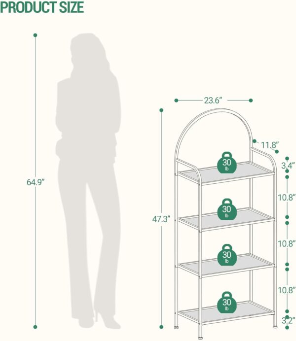 Bookcase Bookshelf, Tempered Glass Bookshelves, Slim Shelving Unit for Bedroom, Bathroom, Home Office, Steel Frame, 4 Tier Gold BC21499G 5