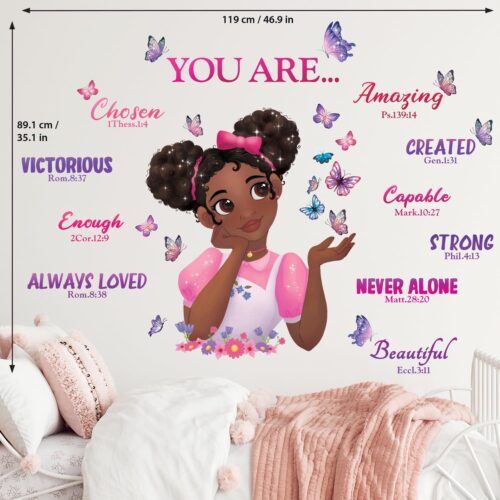 5 Black Girl Magic Wall Stickers Decals Girls Bedroom Butterfly Kids Room Art Toddler Decorations Butterflies Baby Nursery Afro Door Wallpaper Pink