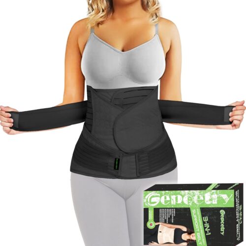 712YjI3O6oL._SL1500_ 3 in 1 Postpartum Belly Band Wrap Support Recovery Girdles Abdominer Binder Post Surgery Belly&Waist&Pelvis Support Belt & Back Brace(Black, Small/Medium)