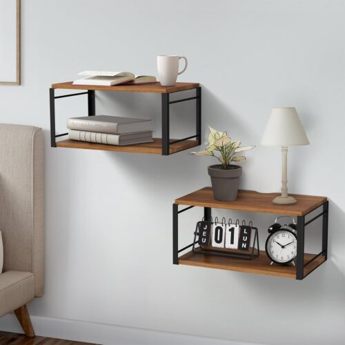 7164-W2SAJL._AC_SL1500_ Floating Nightstand Set of 2, Wood Bedside Shelf Wall Mounted Nightstand, Floating Bedside Table for Bedroom, Living Room, Bathroom, Kitchen, Office (Vintage Brown)