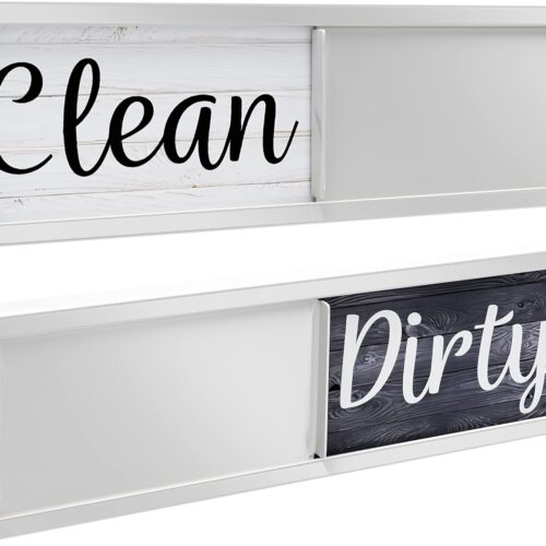 718YmqM+VrL._AC_SL1500_ Dishwasher Magnet Clean Dirty Sign, Strong Universal Dirty Clean Dishwasher Magnet Indicator for Kitchen Organization, Slide Rustic Farmhouse Black and White Wood